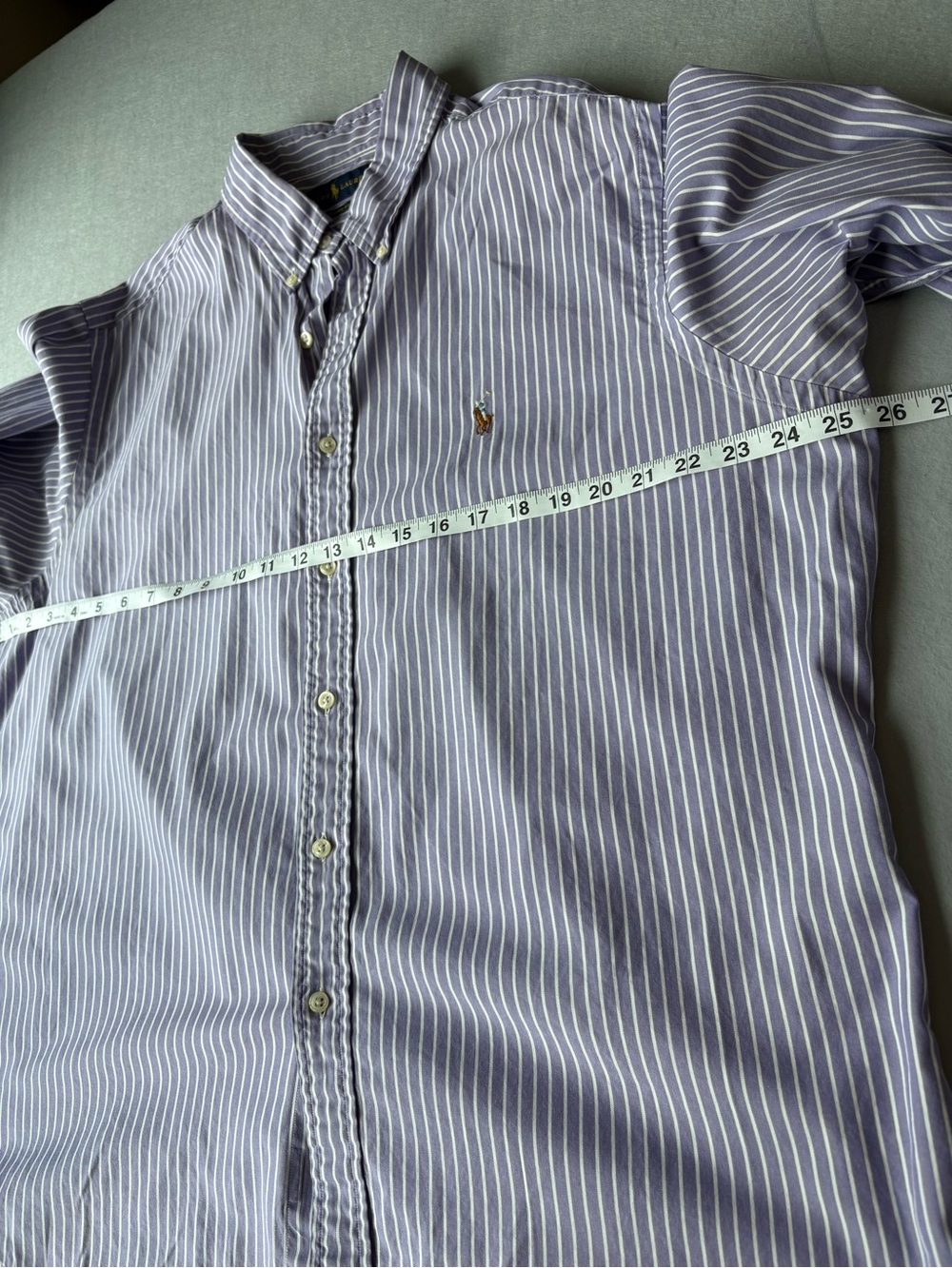 Ralph Lauren Cotton Classic Striped Button-Down Shirt - Purple/White Sz 17 1/2 - Picture 6 of 7